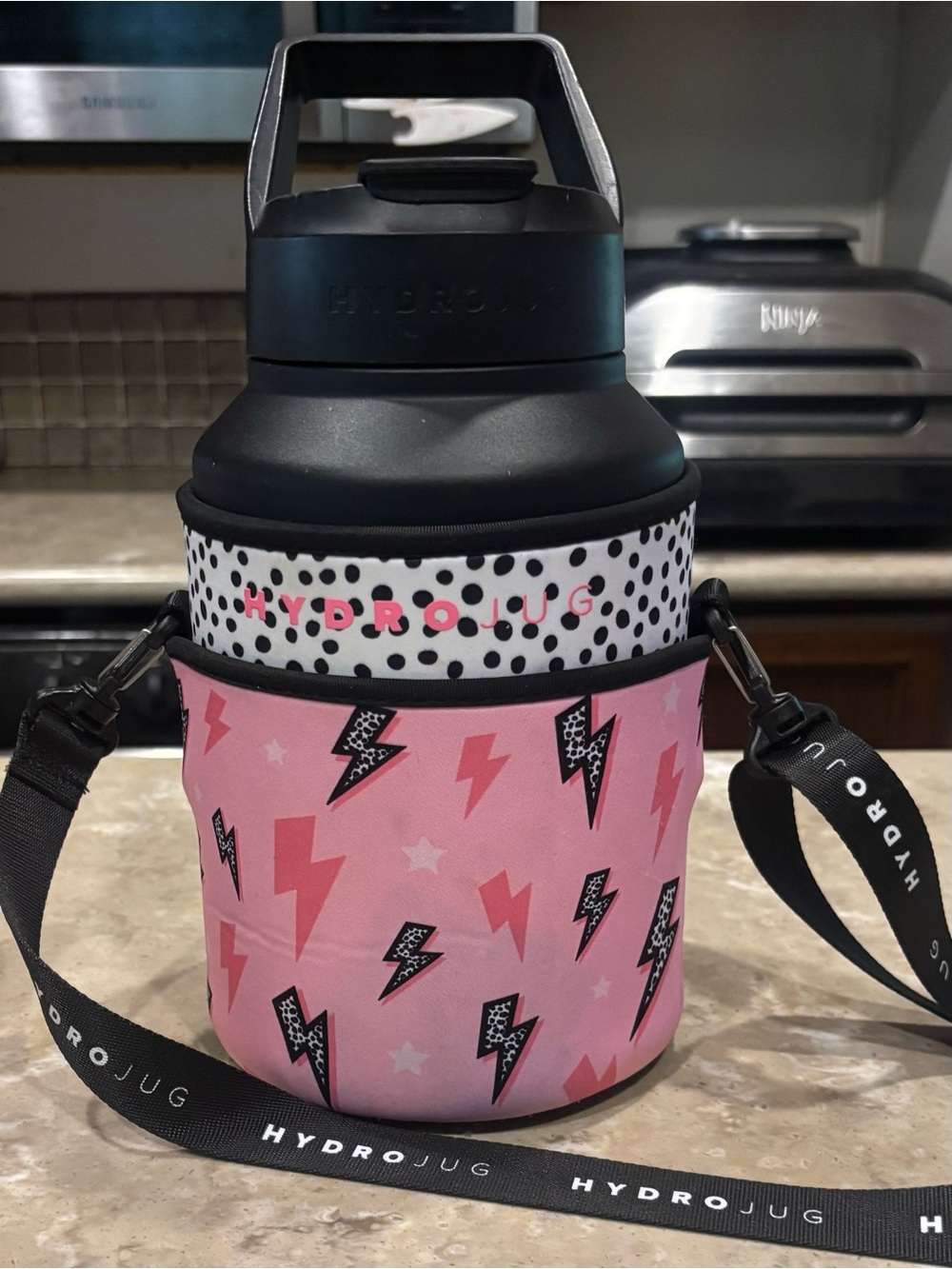 HydroJug 64oz Carrier- Pink Lightning & Polka Dot